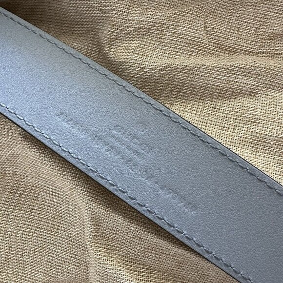 New 100% Authentic GUCCI Belt Marmont 414516 85 cm 34 In Grey Leather Logo - Picture 6 of 6